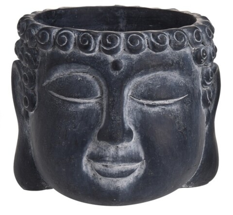 Buddha edény, 16x16x12,5 cm, cement, fekete