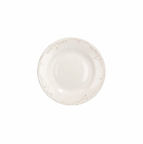 Desszerttányér, Tognana, Shabby Siena, 21 cm Ø, kerámia, fehér