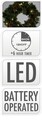 Piros bogyós díszkoszorú LED-ekkel, Ø40 cm, 15 LED, sokszínű