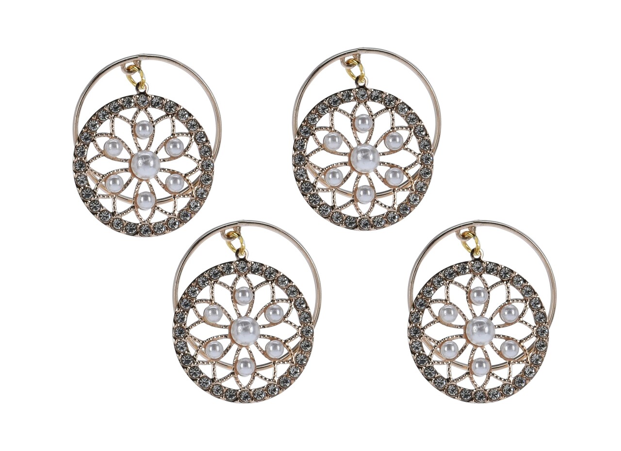 Mandala 4 db Szalvétagyűrű, 4x4.9 cm, fém, aranyszín