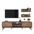 Comoda TV cu 2 rafturi M48 - 1050, Wren, 180 x 35 x 48.6 cm/60 cm, walnut