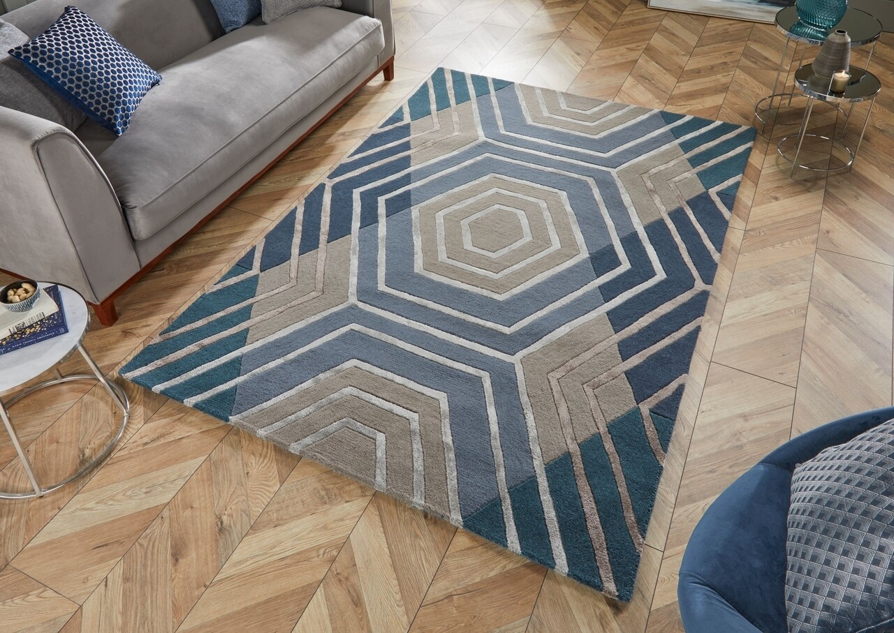 Flair rugs szőnyeg, architect harlow denim, 160 x 230 cm, gyapjú/viszkóz, színes