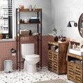 A WC felett tároló állvány, Vasagle, 63 x 25 x 165 cm, forgácslap / acél, rusztikus barna / fekete