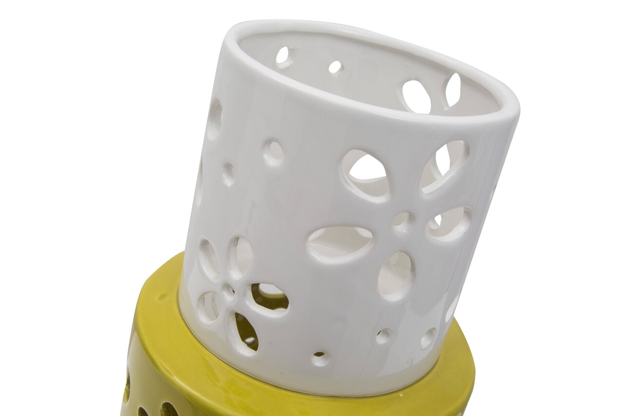 Ring Váza, Mauro Ferretti, 14x34 Cm, Porcelán, Sárga