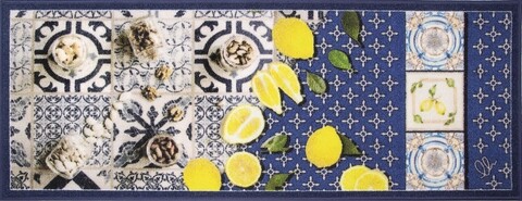 Konyhaszőnyeg, Olivo szőnyegek, New Smile Modern, Blue Lemons, 57 x 290 cm, nylon, tarka