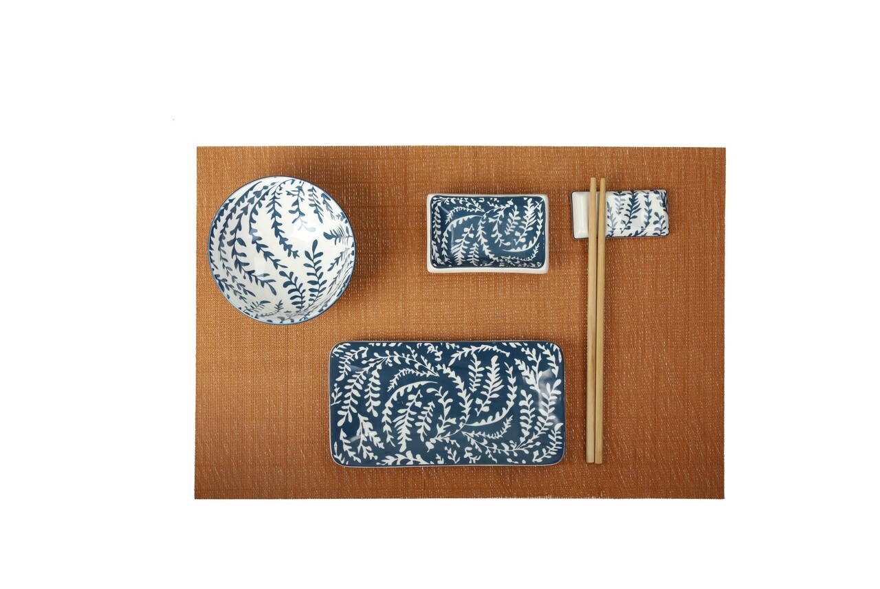 Brandani V1 12 Darabos Sushi Szett, 31x29x6 Cm, Porcelán/bambusz