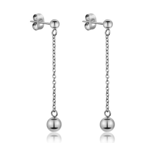 Fülbevaló, Emily Westwood, Silver Chain Bubbled, inox, argintiu