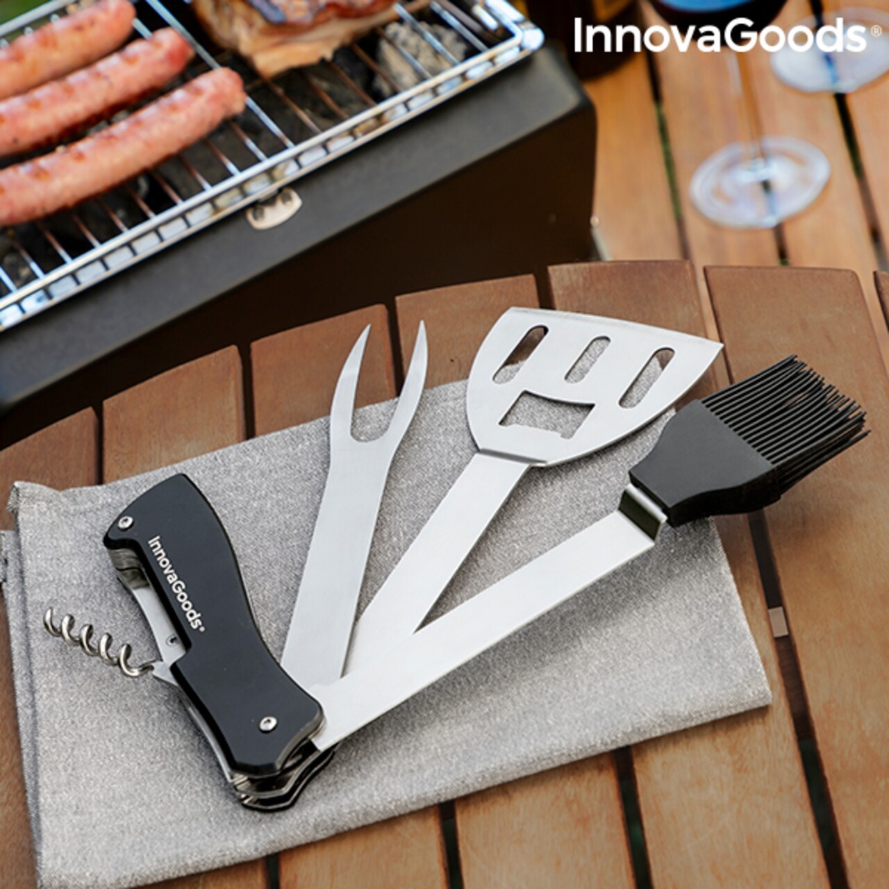 5in1 Bbkit Grillező eszköz InnovaGoods, 23x9x2 cm, acél