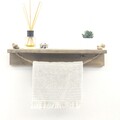 Evila Originals Törölközőtartó fa polccal, 50x9x10 cm, lucfenyő, barna