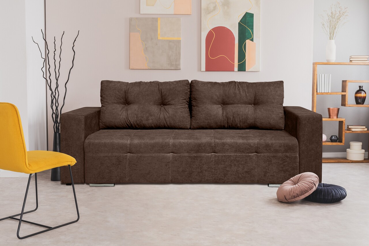 Bedora Venice Kihúzhatós kanapé 238x96x80 cm, tárolóládával, barna