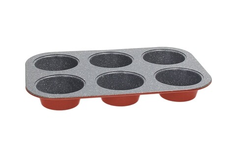 Sütőtálca 6 muffin, Tognana, Natlo Vintage, szénacél, piros
