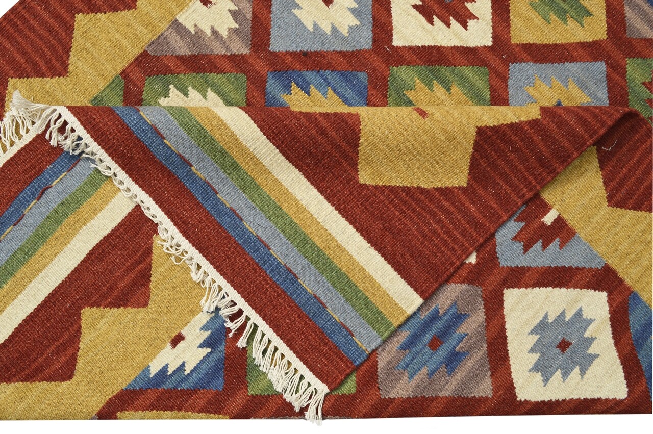 Kilim Szőnyeg, Kilim Classic K-14 Red, Baketo, 100% új-zélandi Gyapjú, Kézzel Készített, 75x125 Cm