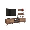 Comoda TV cu 2 rafturi M48 - 1050, Wren, 180 x 35 x 48.6 cm/60 cm, walnut