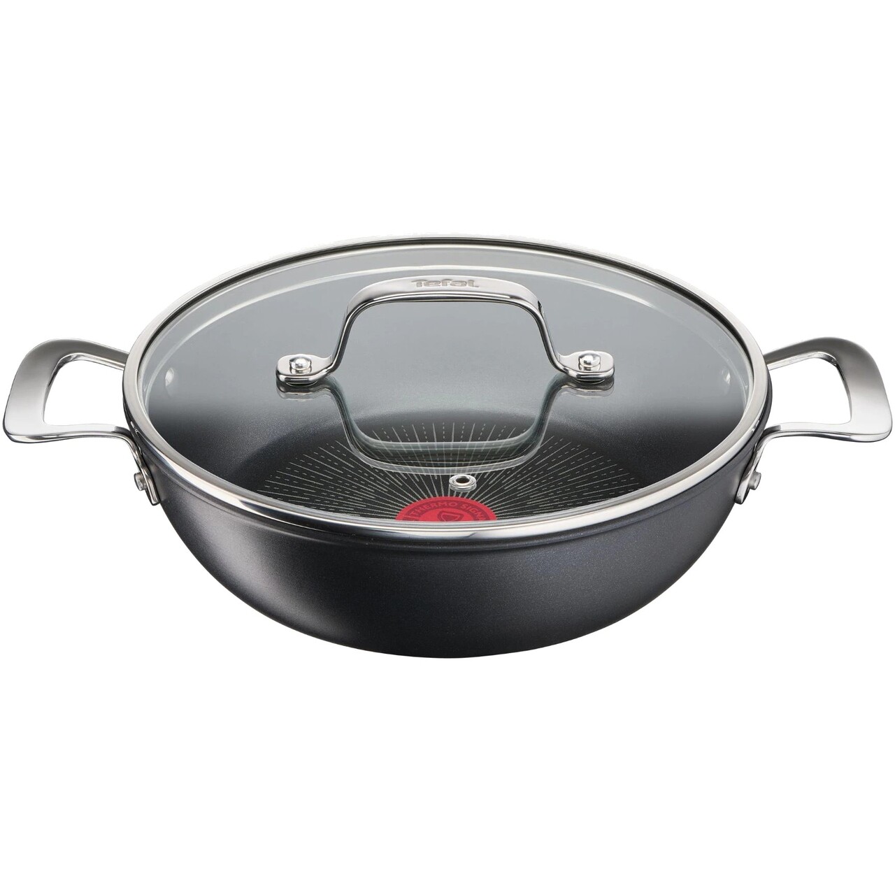 Mély serpenyő fedéllel, tefal, korlátlan, 26 cm ø, alumínium / titán / üveg