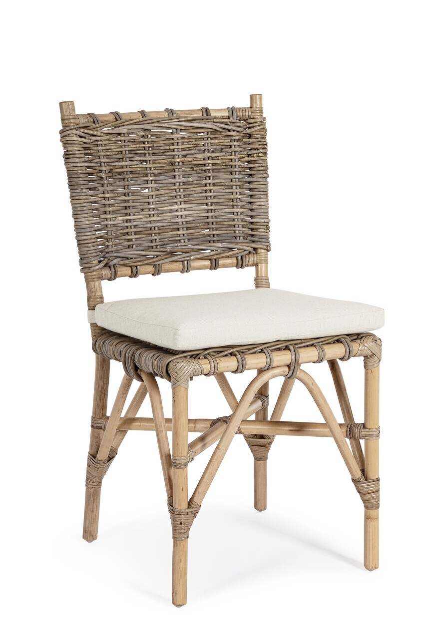 Tarifa kerti szék, bizzotto, 47 x 57.5 x 91 cm, rotáng/polipamut/len, természetes