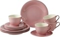 12 darabos kávéskészlet, mint a Villeroy & Boch, Color Loop Rose, prémium porcelán, rózsaszín