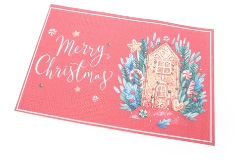 Merry Christmas tányértartó, Mercury, 30x45 cm, pvc, piros