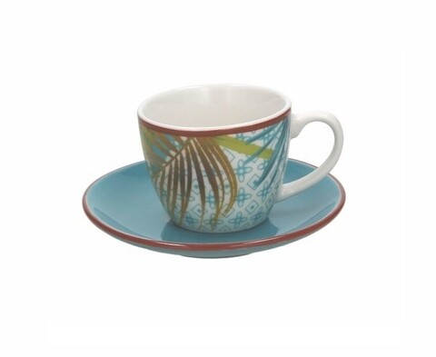 6 kávéscsésze készlet Metropolis Jungle tányérokkal, Tognana, kerámia, 80 ml / 11 cm, többszínű