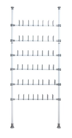 Kihúzható cipőtartó, Weenko, Herkules Pull-out Shelf, 48 pár, rozsdamentes acél / műanyag / polipropilén, szürke / fehér