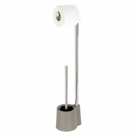Allstar Girona WC-papír tartó és WC kefe, Wenko, 16 x 69,5 cm, rozsdamentes acél / polipropilén, taupe