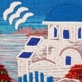 Santorini House Fali dekoráció, Creaciones Meng, 40x50 cm, juta