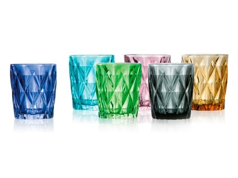 6 pohár készlet, Diamante, Brandani, 270 ml, palack, többszínű
