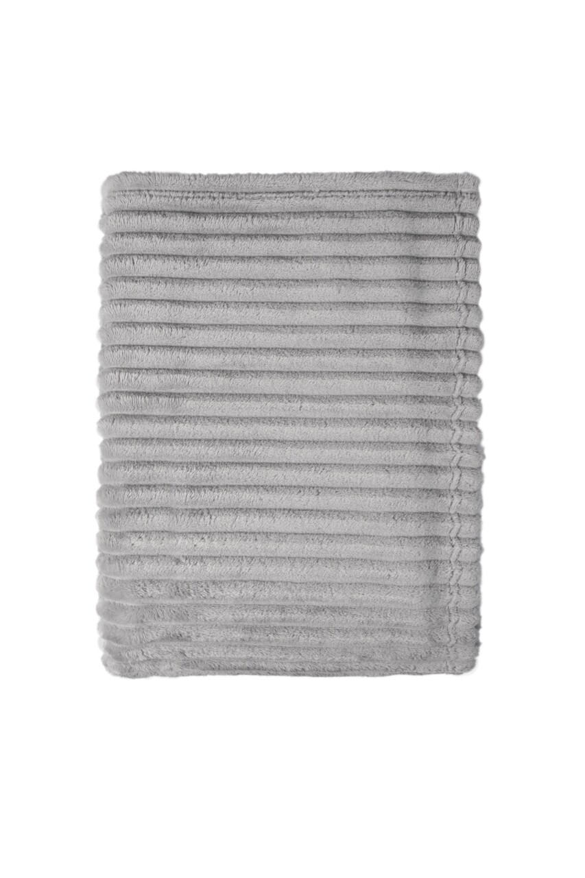 Mistral Flannel kockás kombinált takaró, félkövér csíkokkal, 130x170 cm, 100% poliészter, szürke