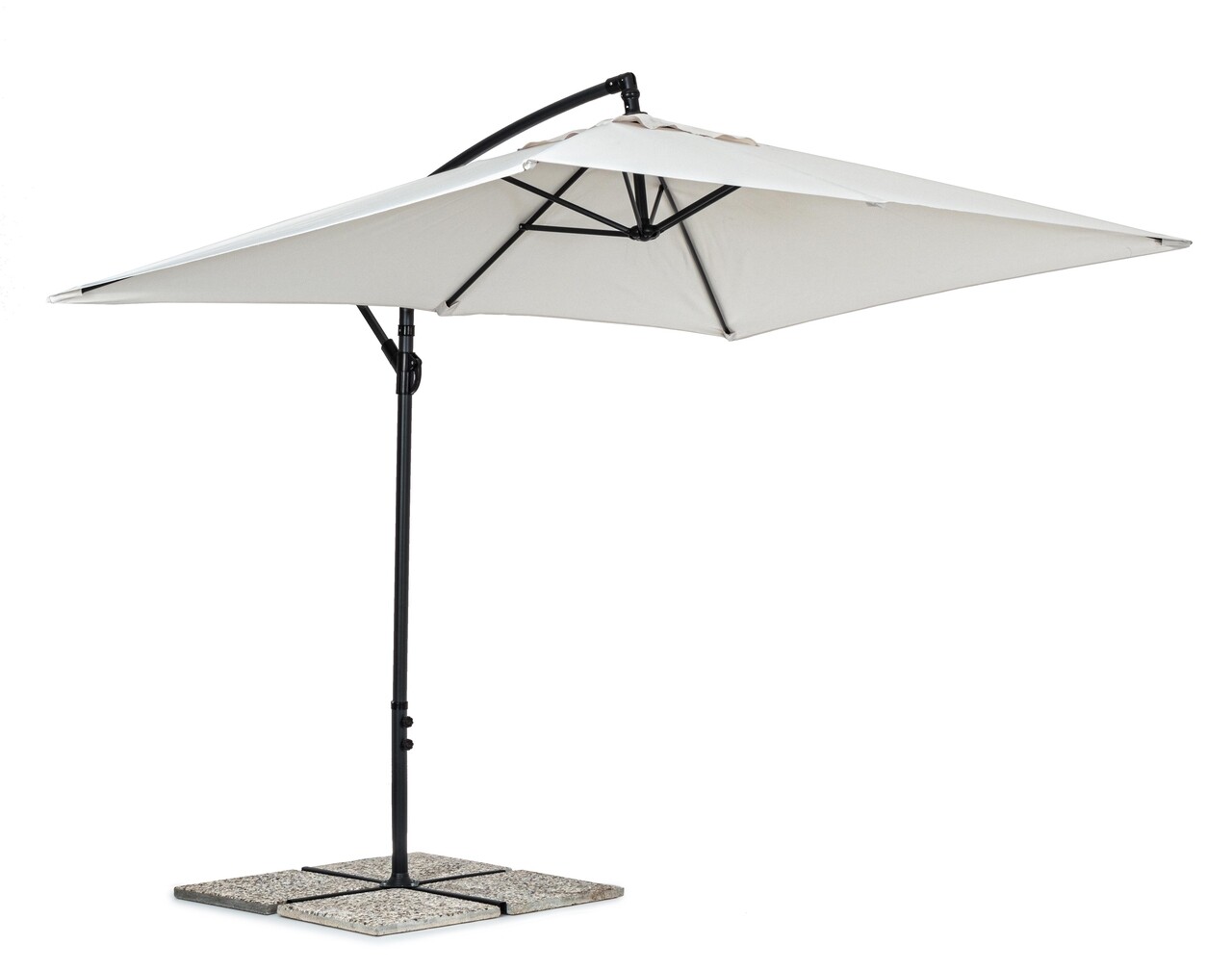 Texas Terasz/kerti napernyő, Bizzotto, 300 x 200 x 260 cm, oszlop 48 mm, 360° forgó oszlop, acél/poliészter, természetes
