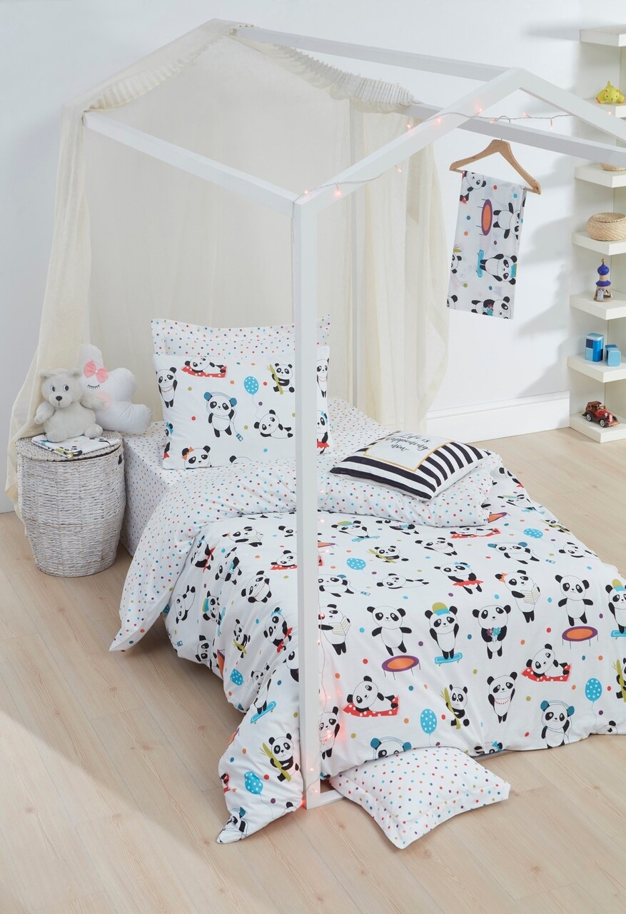 Love pandas egyszemélyes ágynemű, enlora home, 2 db, cotton ranforce, többszínű