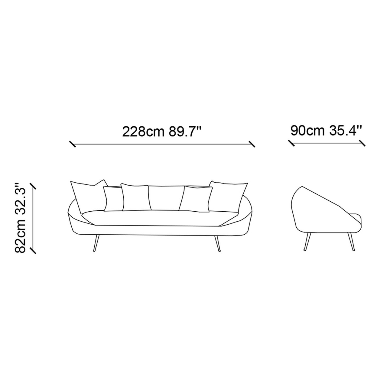 Matilda Kanapé, Ndesign, 3 Személyes, 228x90x82 Cm, Fa, Olajkék