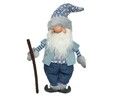 Gnome w hat & stick Dísz, Decoris, 19x7x45 cm, poliészter, kék/fehér