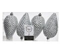 4 pinecone ezüstgömb készlet, Decoris, műanyag, ezüst