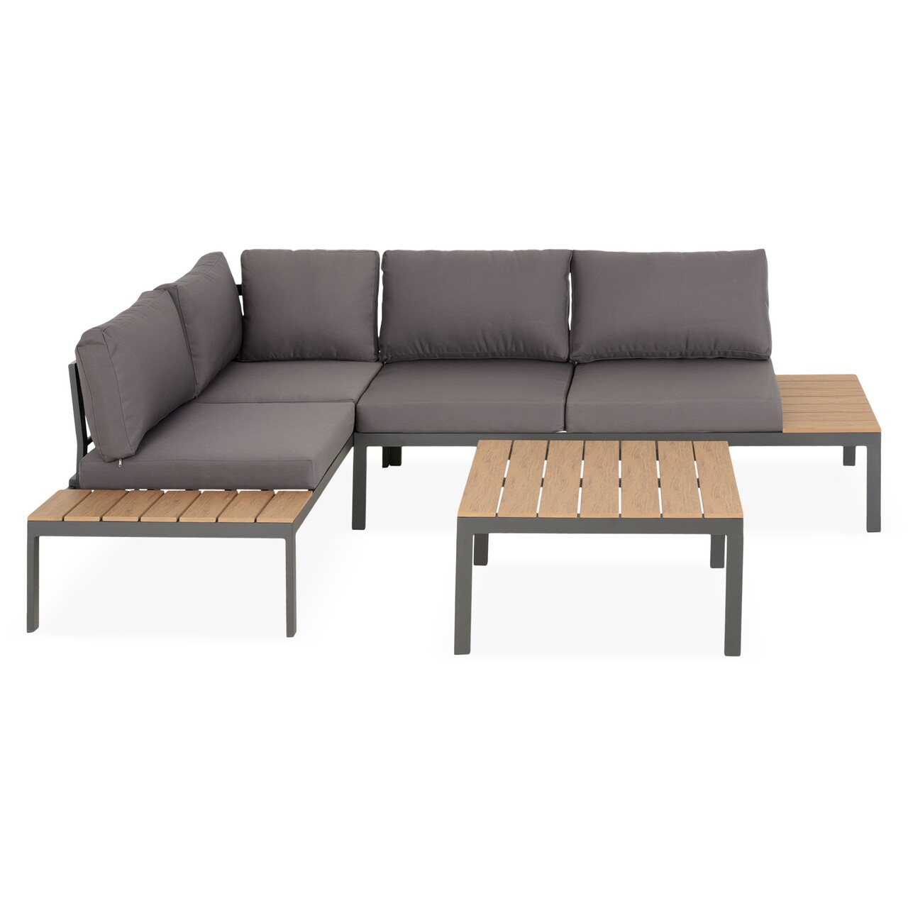 Corint Kerti/terasz bútor szett, 3 darabos, Corint, acél/fa utánzat/poliészter, szürke