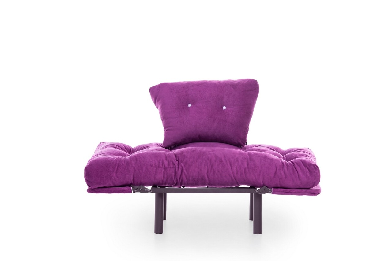 Hosszabbítható Karosszék Nitta Single, Futon, 135x70 Cm, Fém, Lila