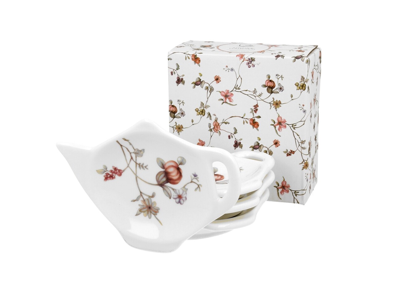 4 db Teafilter tartó készlet, DUO, Safa, 8,5 x 12 cm, porcelán, többszínű