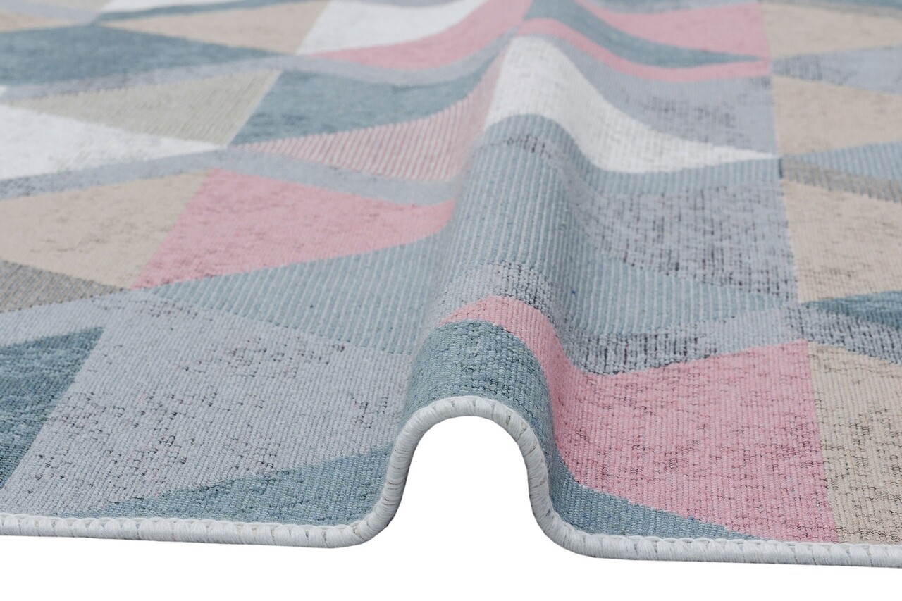 Kilim Szőnyeg 2 Oldallal, Arya 10 Blue / Pink, Baketo, 100% újrahasznosított Pamut, 80x300 Cm