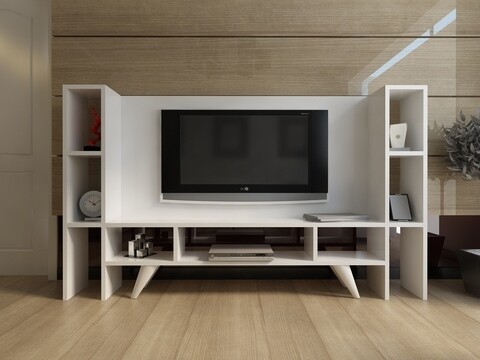 Comoda TV HAN1, Gauge Concept, 154x30x92 cm, PAL, alb