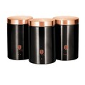 3 db-os készlet tea, cukor és kávé tárolására, Berlinger, Black Rose Collection, alumínium / rozsdamentes acél, fekete