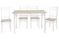 Étkező / konyhai szett Roza Pakoworld, asztal 4 székkel, 120x70x75 cm, laminált MDF / acél, natúr / fényes fehér
