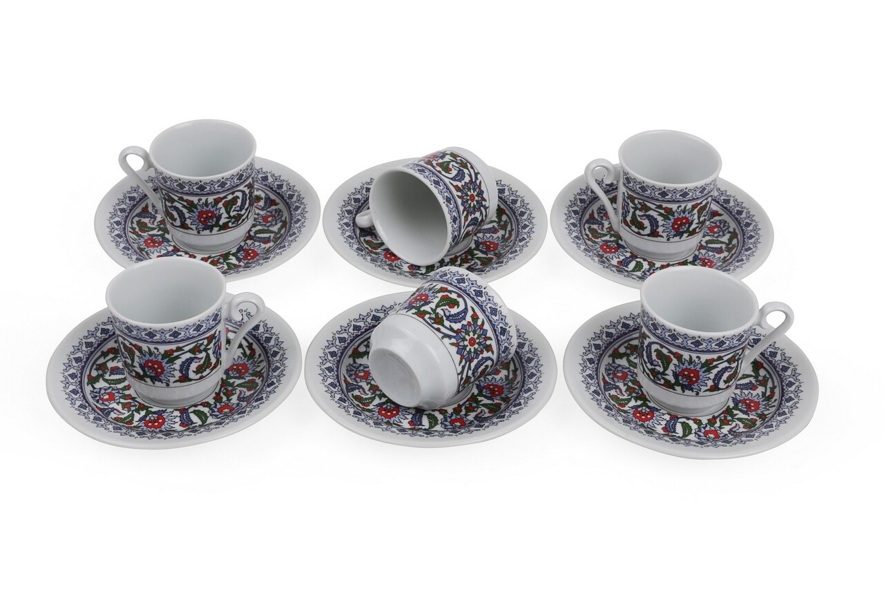 6 Csésze + 6 Tányér Készlet, Kutahya Porselen, GZ12KT601860, 50 Ml, Porcelán, Többszínű