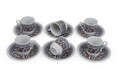 6 csésze + 6 tányér készlet, Kutahya Porselen, GZ12KT601860, 50 ml, porcelán, többszínű