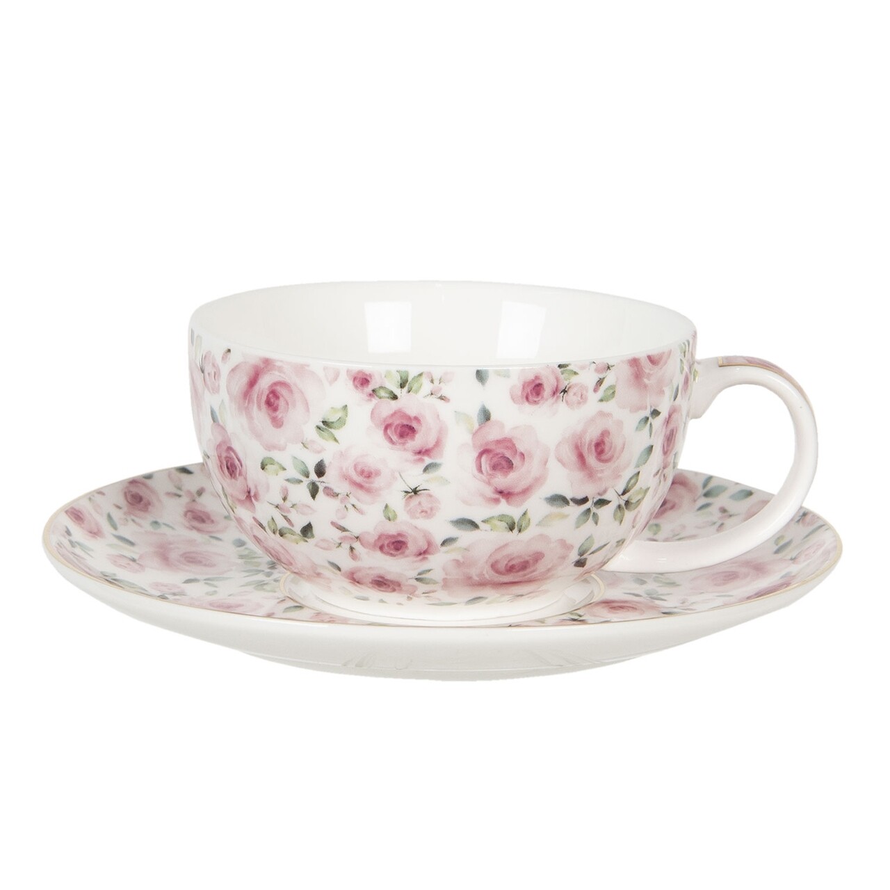 Pink Roses Csésze és Tányér Teáskanna, Clayre & Eef, 400 Ml / 250 Ml, Porcelán