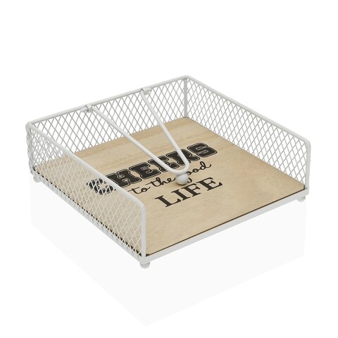 Good Life Szalvétatartó, Versa, 18 x 18 x 6 cm, fém/MDF, fehér