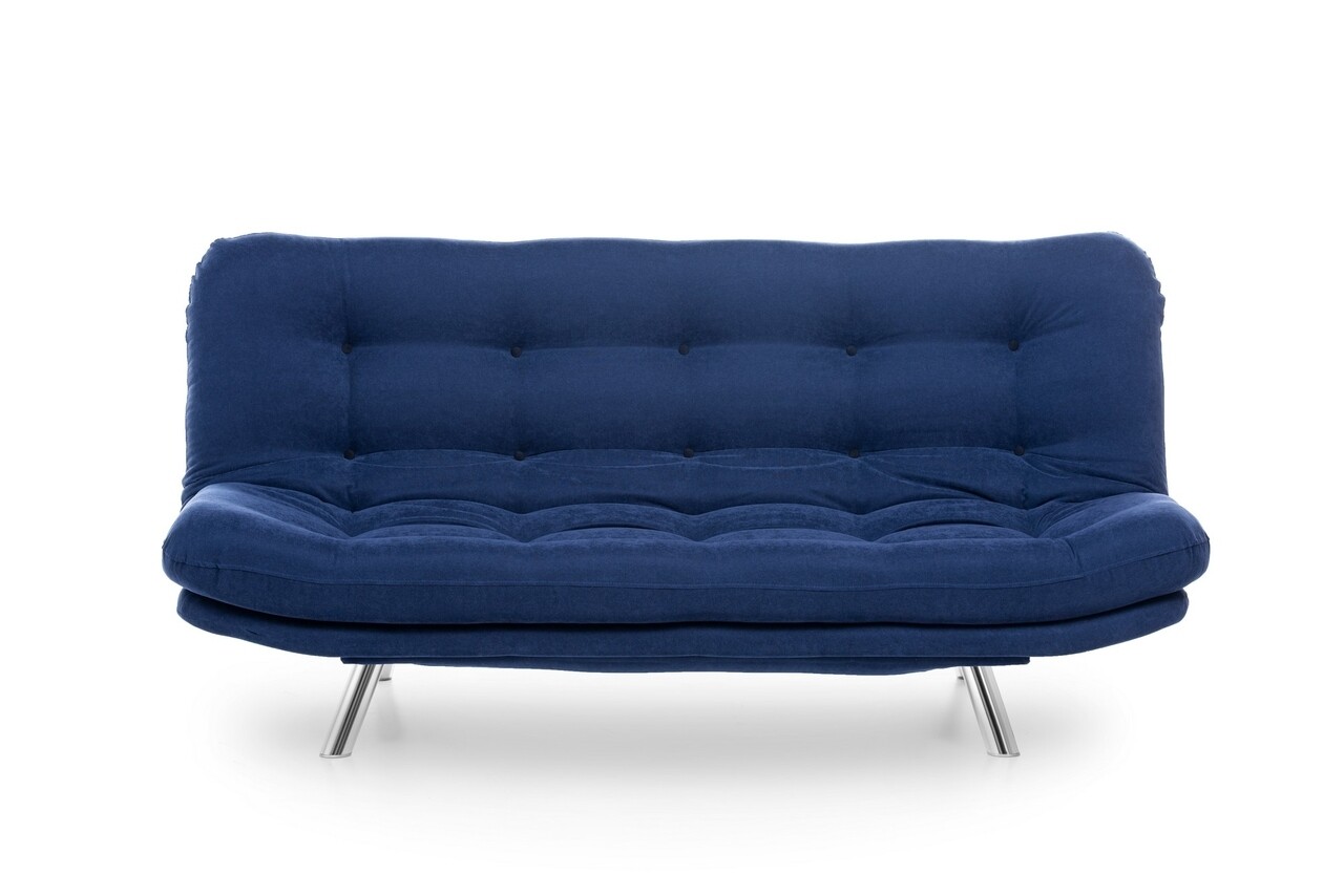 Misa Sofabed, Futon Kihúzható Kanapé, 3 Személyes, 198x128 Cm, Fém, Tengerkék