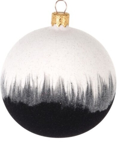 White Top Díszgömb, Ø8 cm, sticla, fehér/fekete