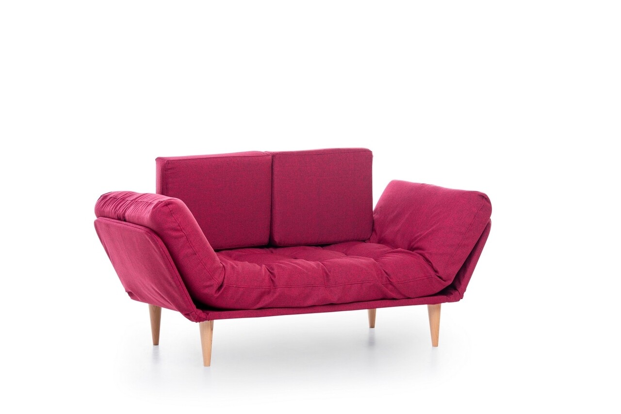 Nina Daybed Kihúzható Kanapé, Futon, 3 Személyes, 200x70 Cm, Fém, Sötétpiros