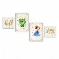 Set 4 tablouri decorative, Alpha Wall, Hello Little One, 100% MDF, multicolor