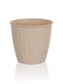 Edények, Krémes rattan, Glass-Plus, 14x12,8 cm, műanyag, krém