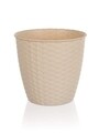 Virágcserép, Krémes rattan, Glass-Plus, 19x17,5 cm, műanyag, krém