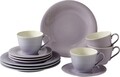 12 darabból álló kávéskészlet, mint a Villeroy & Boch, színes hurok kékfehér, prémium porcelán, lila